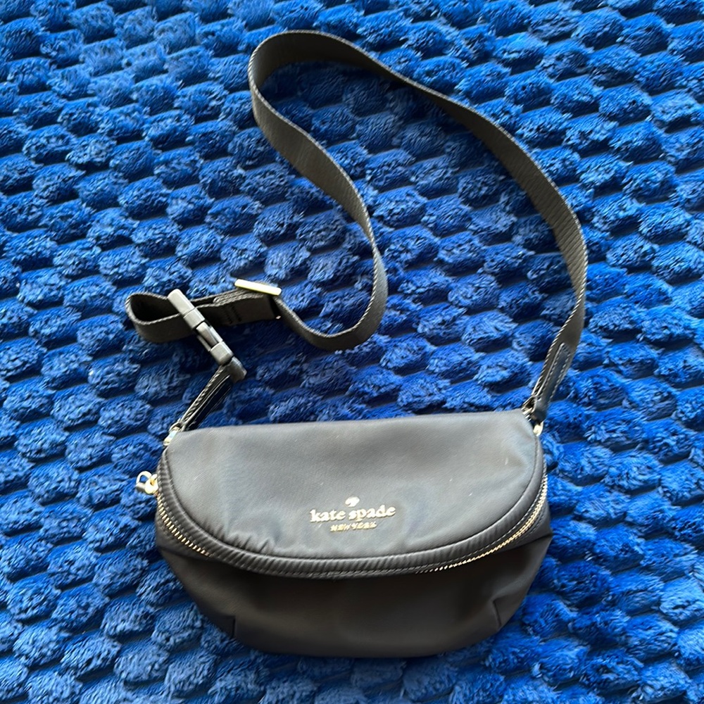 Kate Spade nylon belt bag black and gold